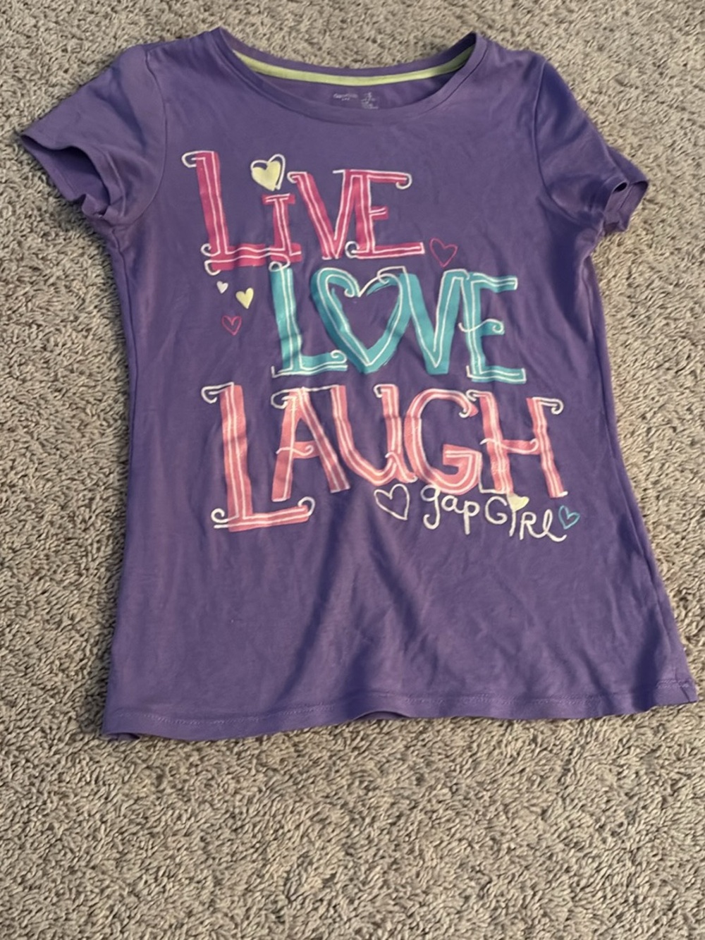 GAP Purple Graphic 'Live Love Laugh' Short Sleeve Tee